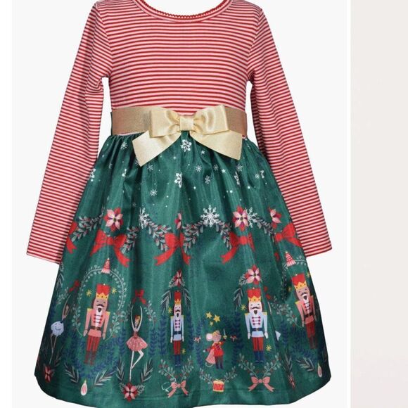 Iris and Ivy Nordstrom Green and Red Nutcracker dress with bloomers NWT 12 Month - Picture 2 of 15